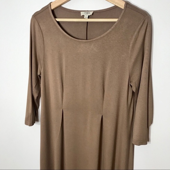 Umgee Brown 3/4 Sleeve Flowy Dress - Picture 3 of 6